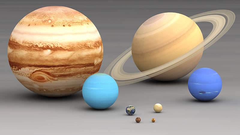 Tamaño comparado de los planetas del Sistema Solar a la misma escala
